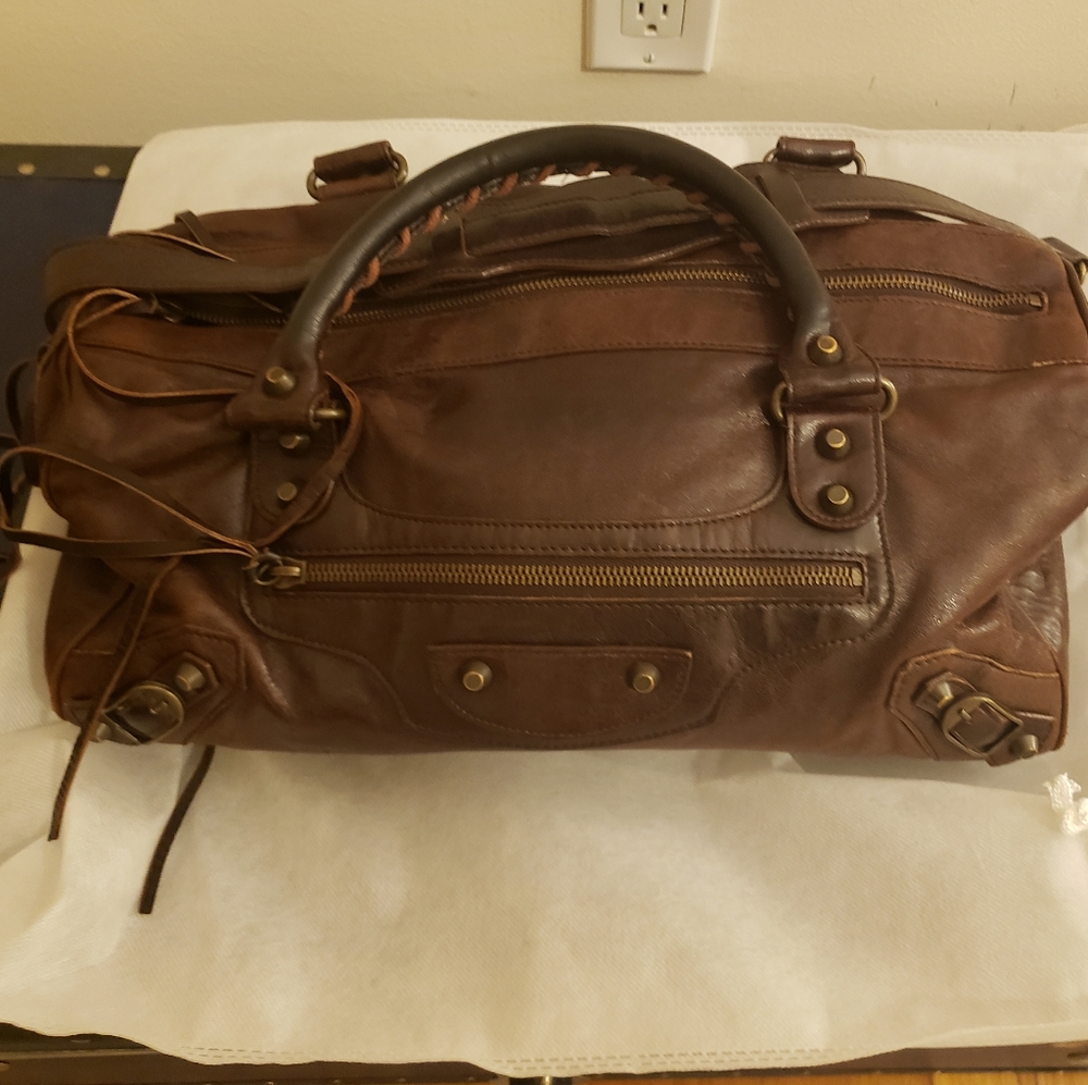 Balenciaga motorcycle twiggy bag in brown.